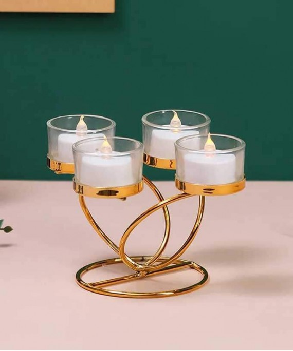 Gold Hurricane Candle Holders