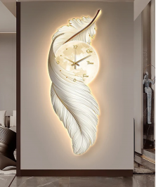 Decoration Home Wall Feather Clock MDF With Light Hight Quality