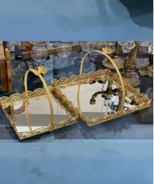 Two-tier golden decorative basket
