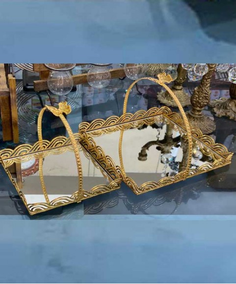 Two-tier golden decorative basket