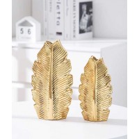 Nordic  Gold Electroplating Leaf Ceramic Vase