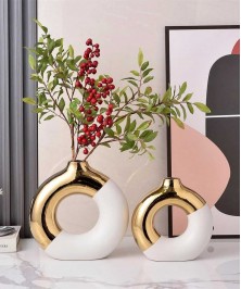 Gold Circle Docunt Flower Vases