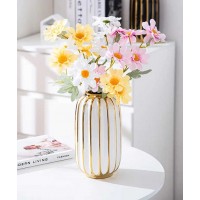 Decor Luxury Cylinder White and Gold Vase