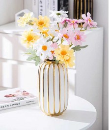 Decor Luxury Cylinder White and Gold Vase