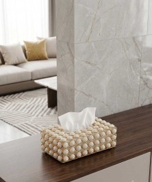Tissue box Gold And White Color