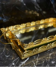 Gold Set Tray Ornate 2 pcs