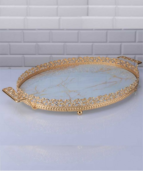 Coral Large Oval Tray With Handles