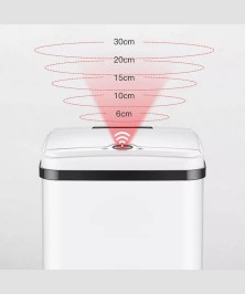 Smart Induction Type Trash Can With Automatic Open Lid, Sanitary Bucket White Color
