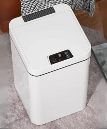 18 Litre Smart Induction Type Trash Can With Automatic Open Lid, Sanitary Bucket White Color