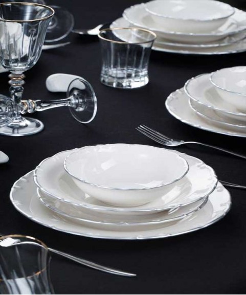 Liyana 6 Person 24 Piece Silver Porcelain Dinnerware