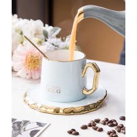 Luxury Nordic Gold Handle White Ireegular Ceramic Coffe Mug