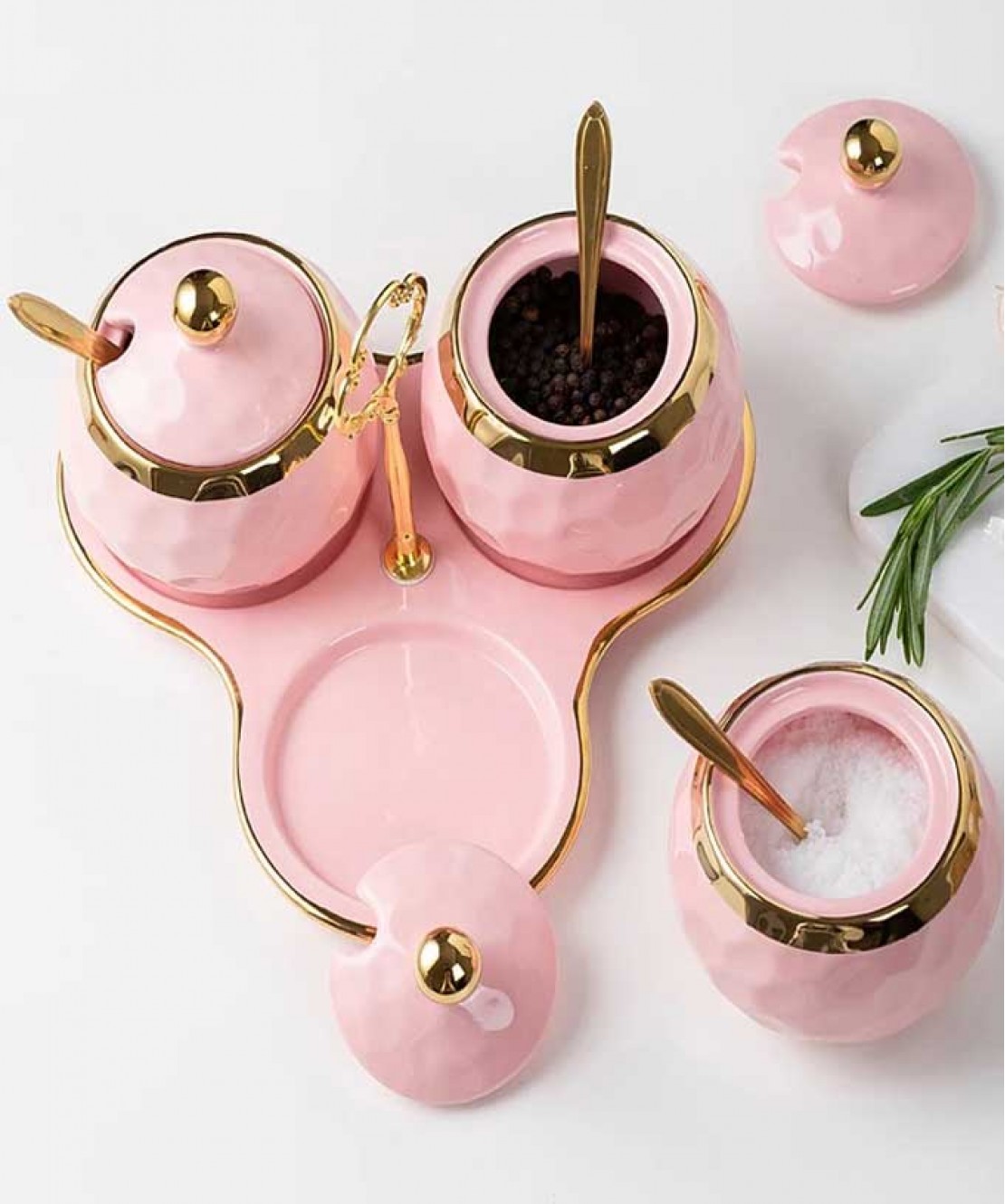 Nordic Light Luxury Seasoning  Jar Set Pink