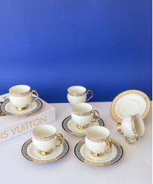 Modern Gold 6 Person Coffee Cup Set 
