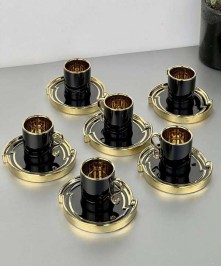 6 Person Coffee Cup Set Black