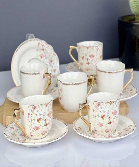 6 Person Coffee Cup Set Pink