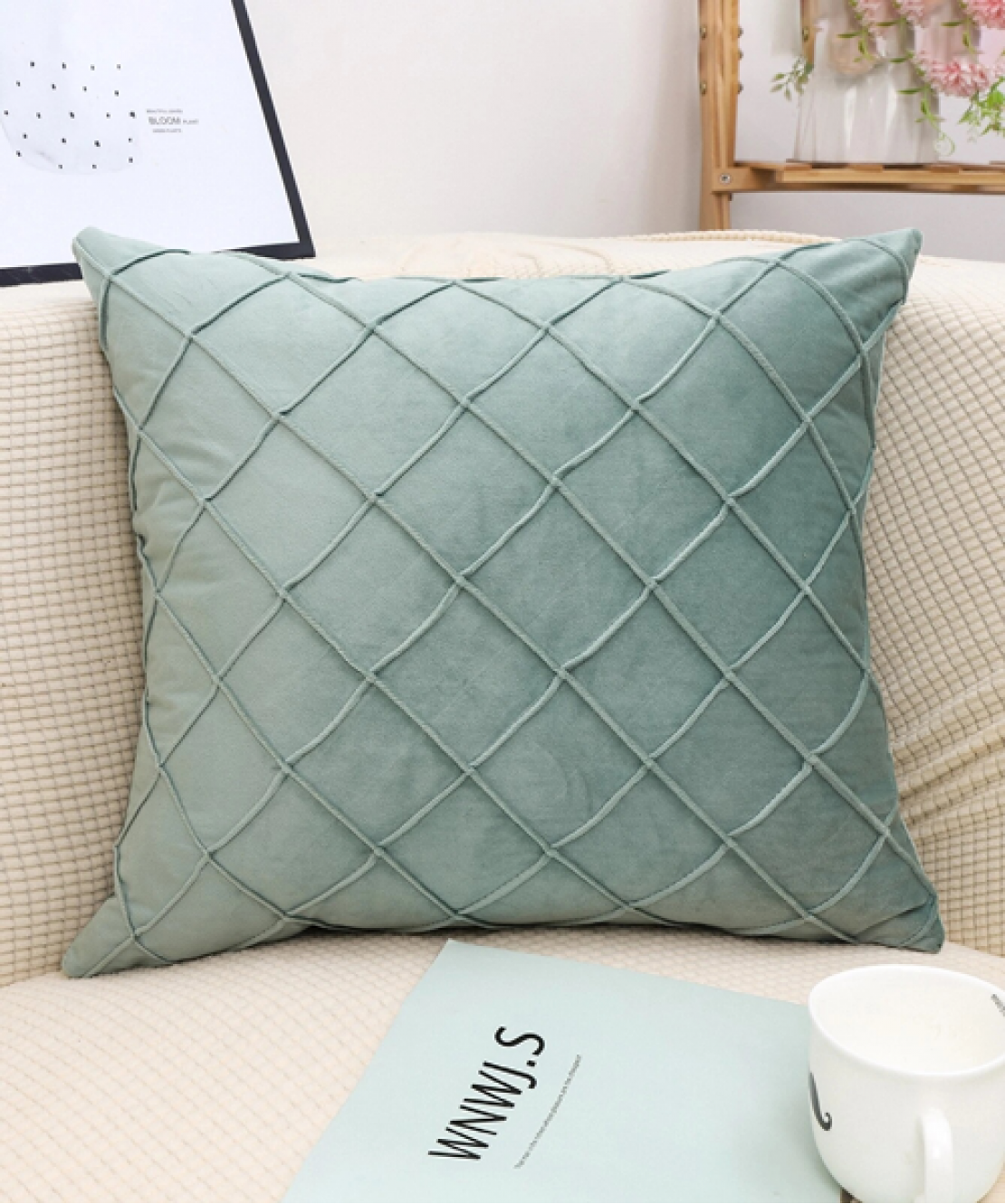 Plaid Design Cushion Cover Without Filler