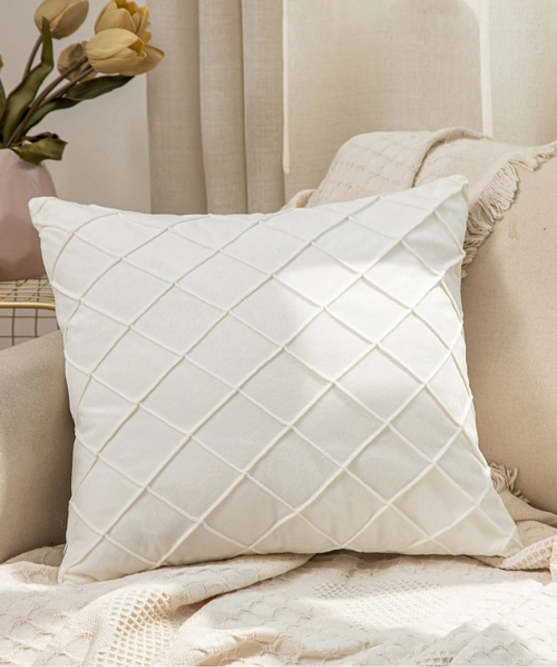 Geometric Textured Cushion Cover Without Filler