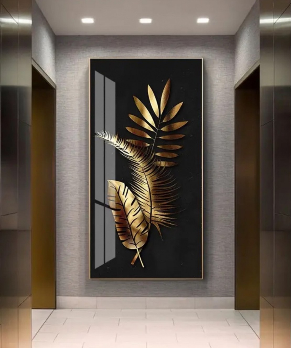 Light Luxury Crystal Painting Black And Gold Feather