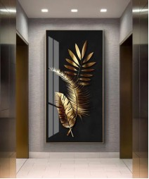 Light Luxury Crystal Painting Black And Gold Feather