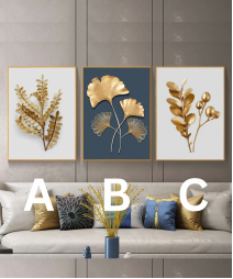 Decoration Home Wall Painting White and Gold And Blue Color
