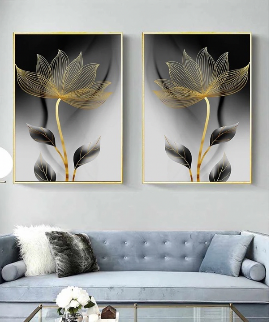 Decoration Home Wall Painting Gold Flower