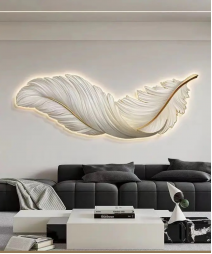 Decoration Home Wall Feather MDF With Light