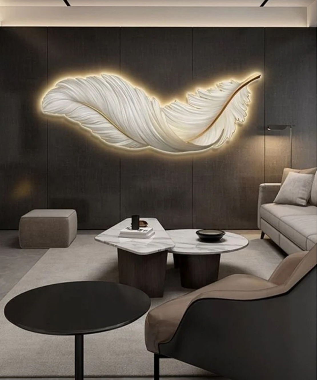 Decoration Home Wall Feather MDF With Light