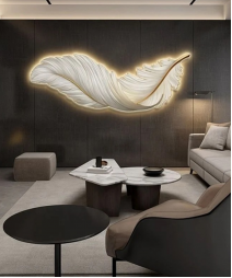 Decoration Home Wall Feather MDF With Light