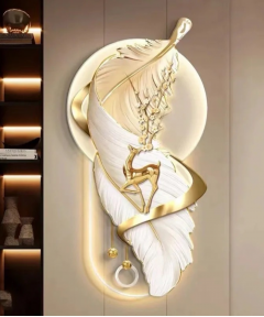 Decoration Home Wall Feather Ghazalle MDF With Light