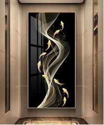 Light Luxury Crystal Painting Gold Fish & Black Color
