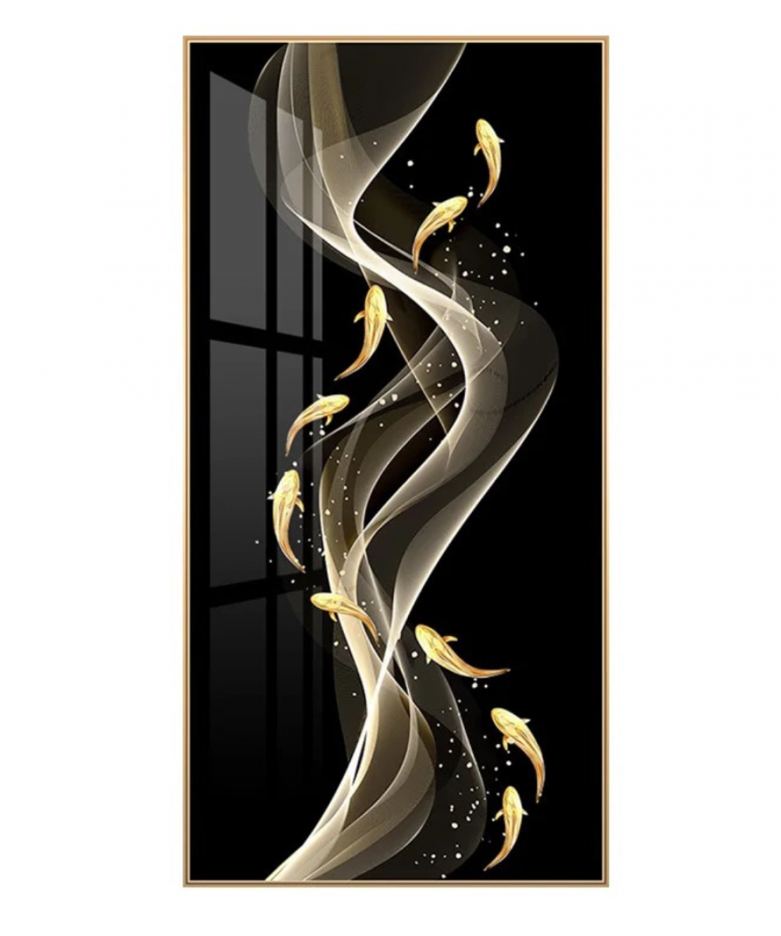 Light Luxury Crystal Painting Gold Fish & Black Color