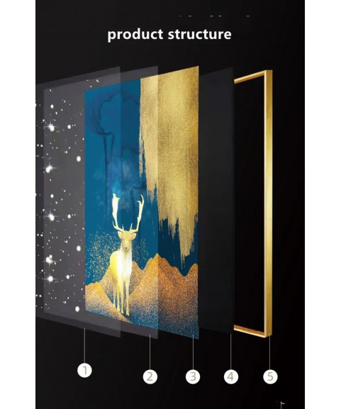 Light Luxury Crystal Painting Black Lighting And Gold Cavre