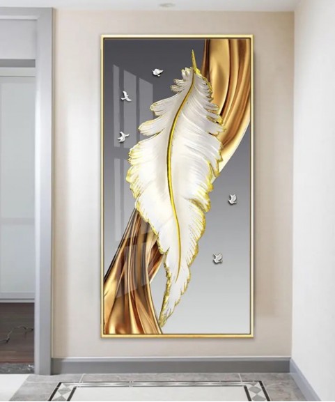 Light Luxury Crystal Painting Gold Feather