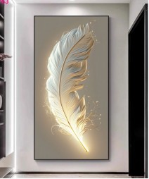 Light Luxury Crystal Painting Gold Feather Light