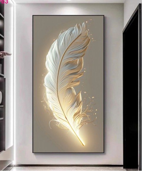 Light Luxury Crystal Painting Gold Feather Light
