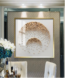 Decoration Home Wall Painting Gold And White Point