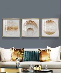 Decoration Home Wall Painting Gold And White Point