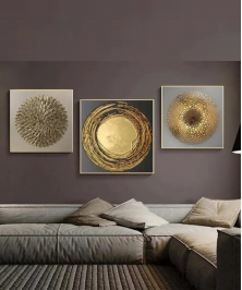 Decoration Home Wall Painting Gold And Grey Size 60*60 cm