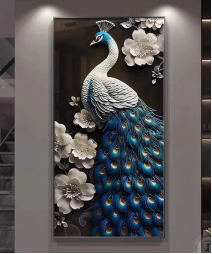 Decoration Home Wall Painting Blue And Black Peacock