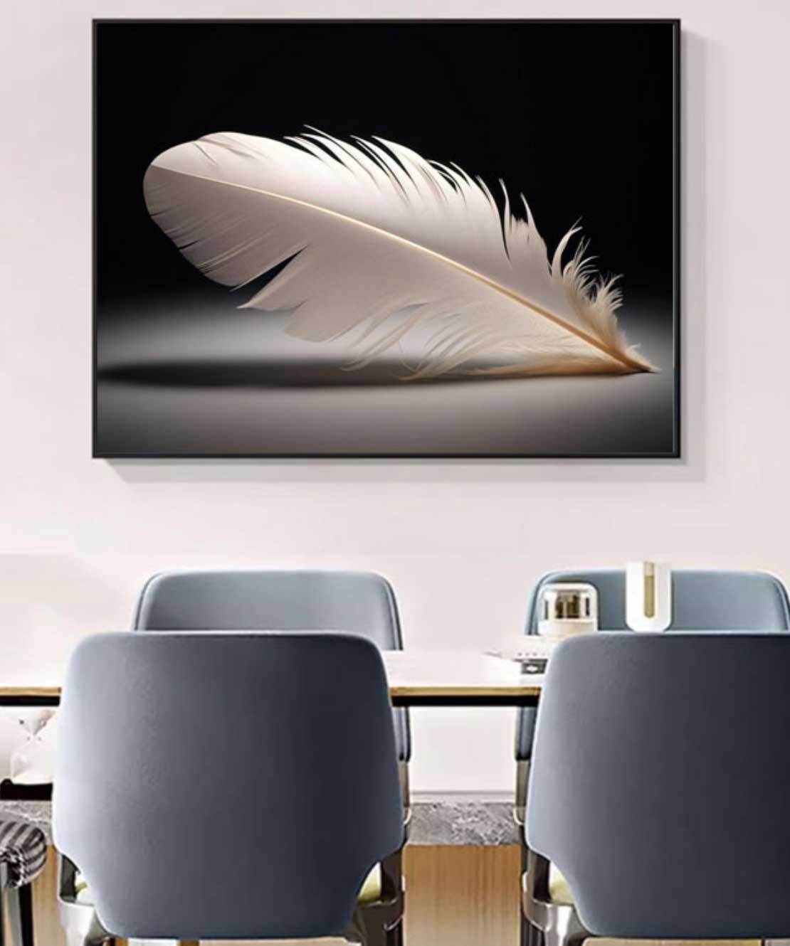 Crystal Feather Black Color With Led Light 100*70 Cm