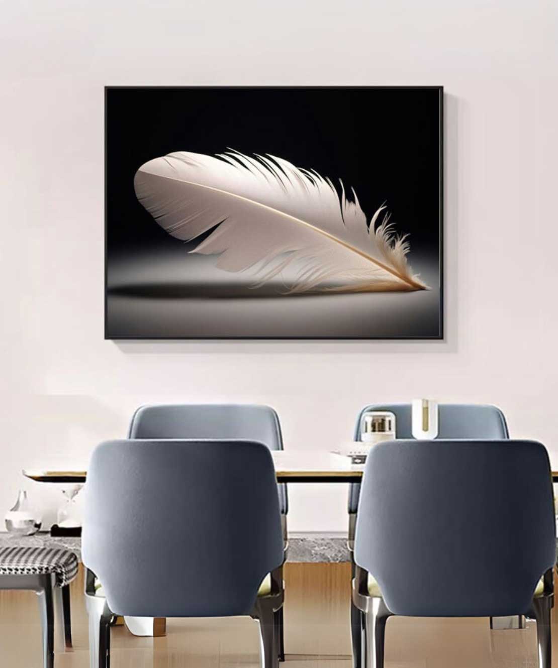 Crystal Feather Black Color With Led Light 100*70 Cm