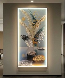 Crystal Almond Wall Painting 70*140Cm With Led