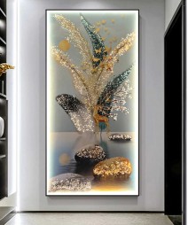 Crystal Almond Wall Painting 70*140Cm With Led