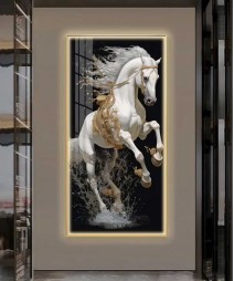 Black Horse Crystal Painting 70*140 Cm With Led Light