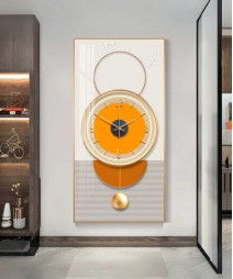 Crystal Orange Clock PAinting With Led Light 70*140 Cm