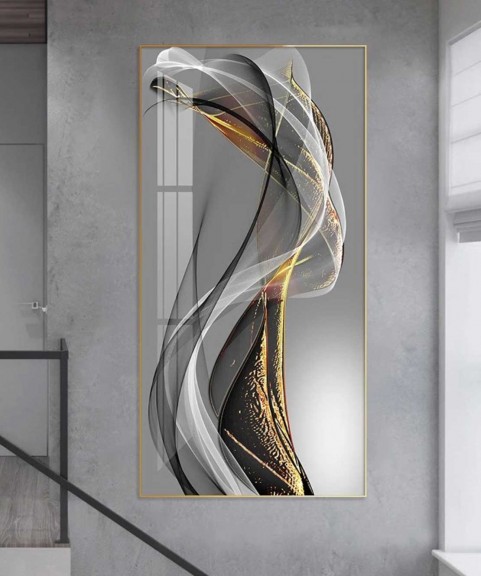 Crystal Wall Painting Grey Color 70*140 Cm With Led Light