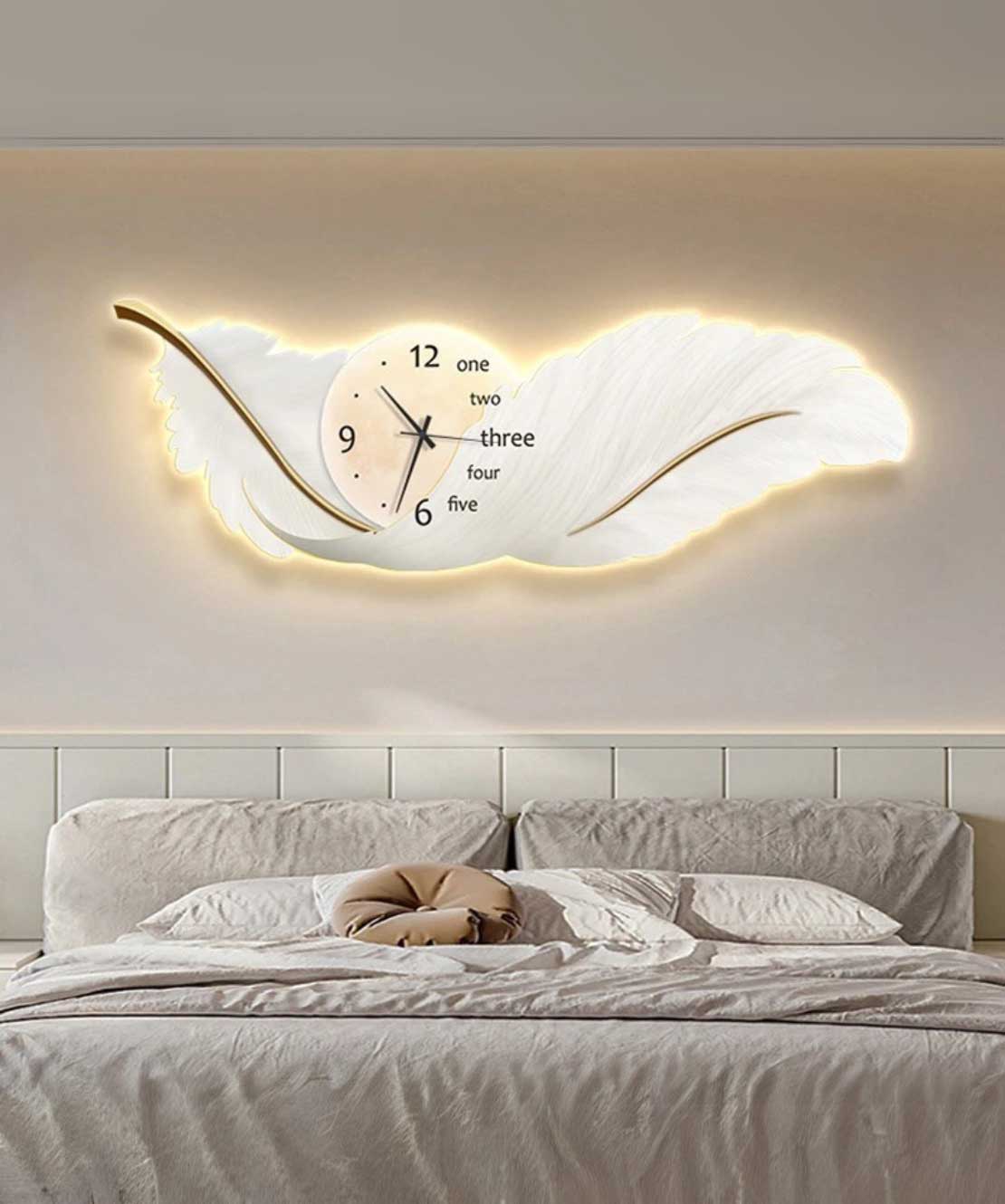 Lamp Clock Clock Feather Living Room