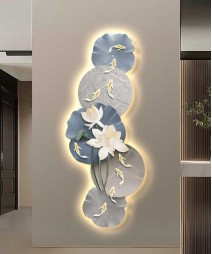 Lotus Flower Nine Fish Figure Porch Decorative Painting And Wall Art Home Decor Wall Art Led