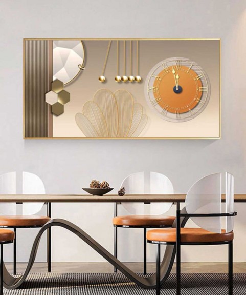 Orange Wall Painting Clock 60*120cm With Led