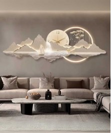 Living Room Decoration With Led Light And Clock & Acrylic